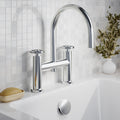 Ultima Contemporary Chrome Bath Filler 2 Tap Hole Crosshead 115mm Spout