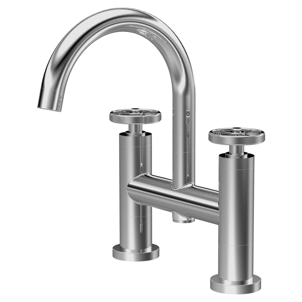 Ultima Contemporary Chrome Bath Filler 2 Tap Hole Crosshead 115mm Spout