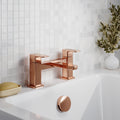 Lumina Contemporary Brushed Bronze Bath Filler 2 Tap Hole Square Lever 110mm