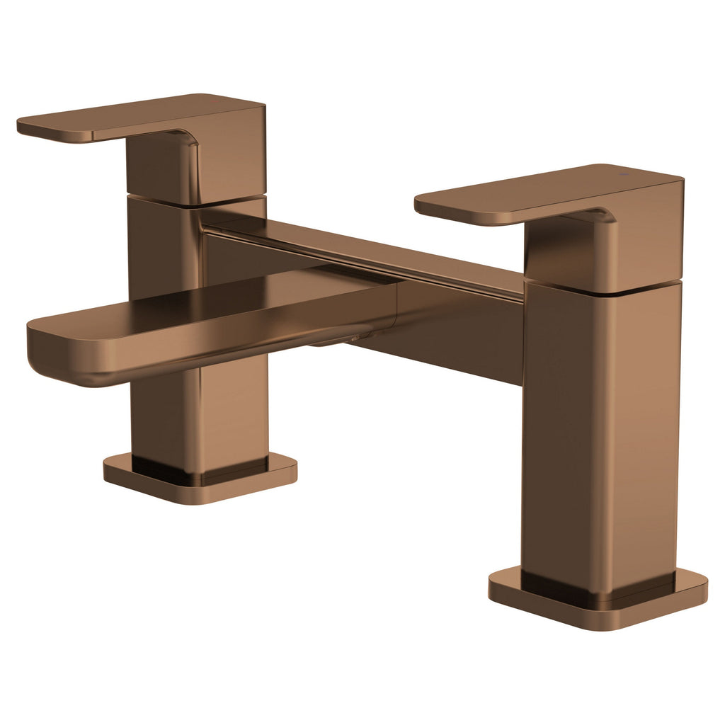 Lumina Contemporary Brushed Bronze Bath Filler 2 Tap Hole Square Lever 110mm