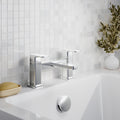 Lumina Contemporary Chrome Bath Filler 2 Tap Hole Square Lever 110mm Spout