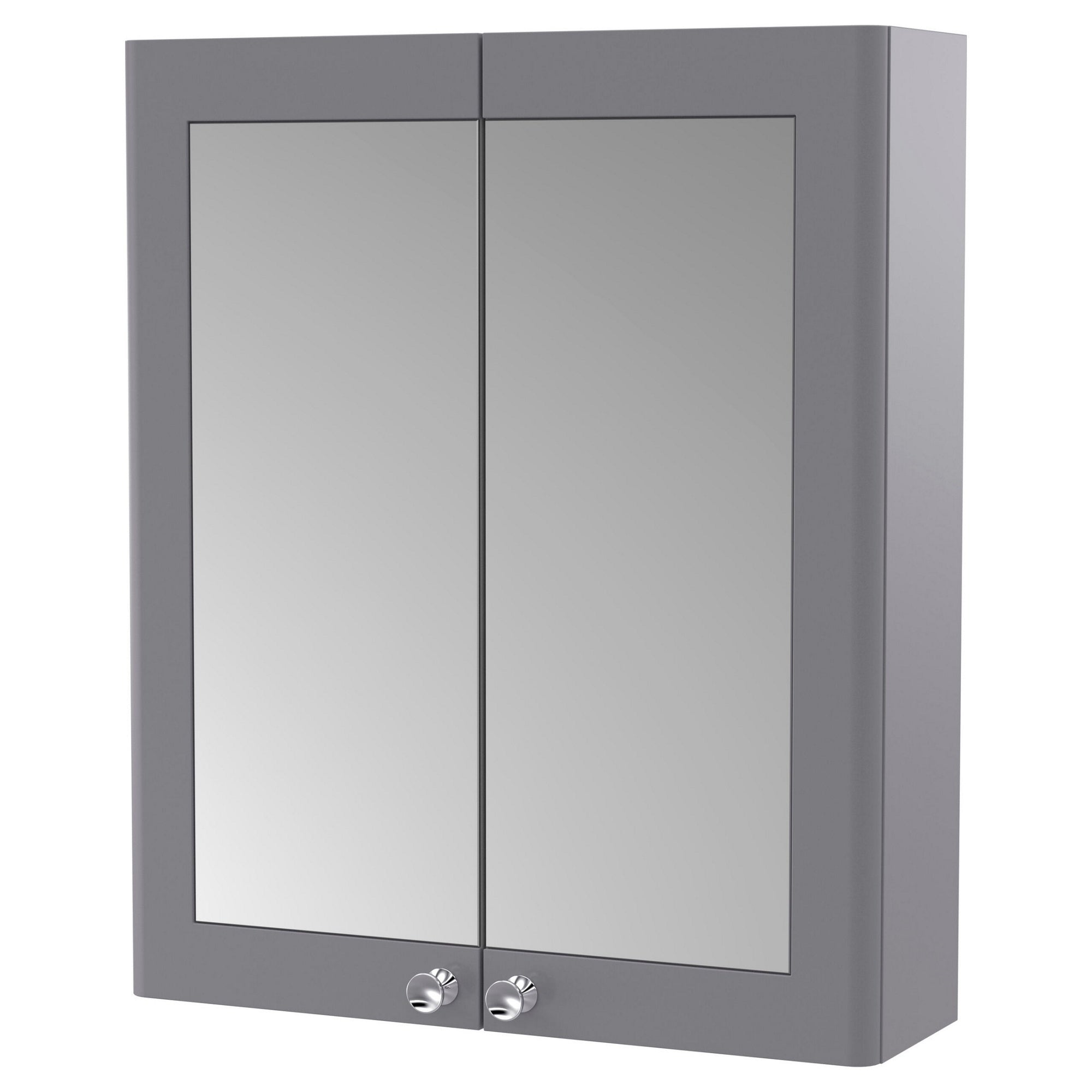 Heritage 600mm 2 Door Satin Grey Wall Hung Mirror Cabinet Traditional 715mm