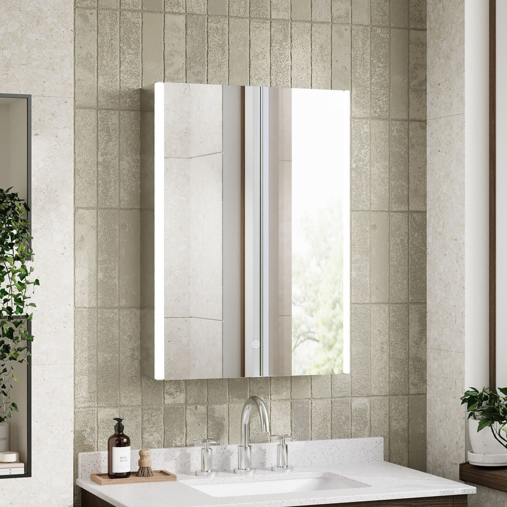 Velis 500mm Mirror Cabinet Contemporary Silver 700mm Height 500mm Width