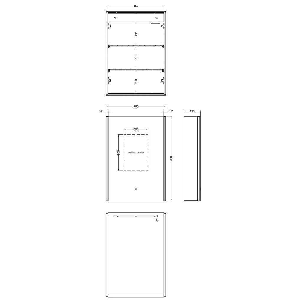 Velis 500mm Mirror Cabinet Contemporary Silver 700mm Height 500mm Width