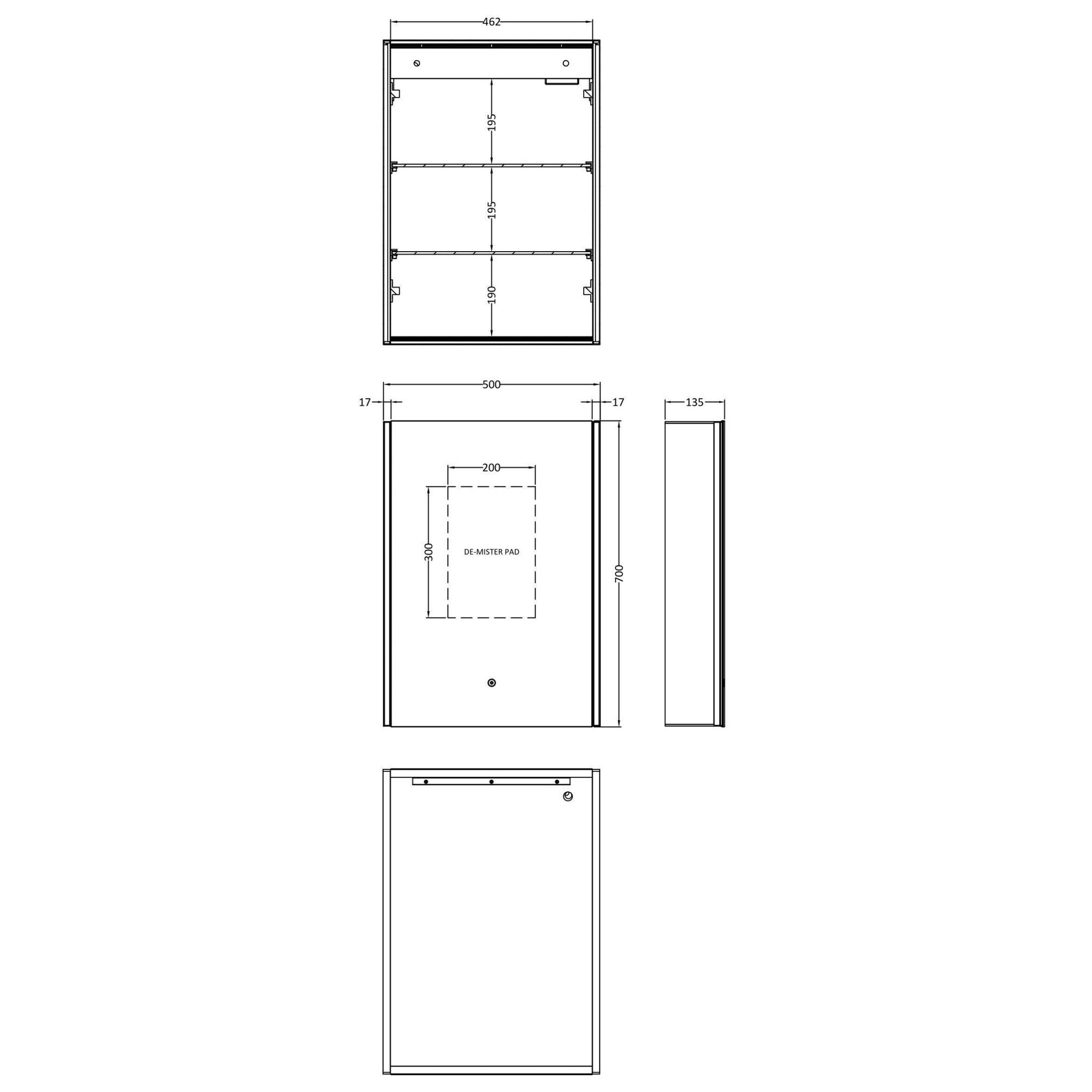 Velis 500mm Mirror Cabinet Contemporary Silver 700mm Height 500mm Width