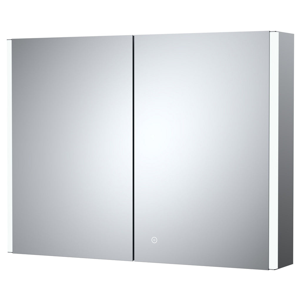 Lyra 800mm Mirror Cabinet Contemporary Silver 600mm Height 800mm Width