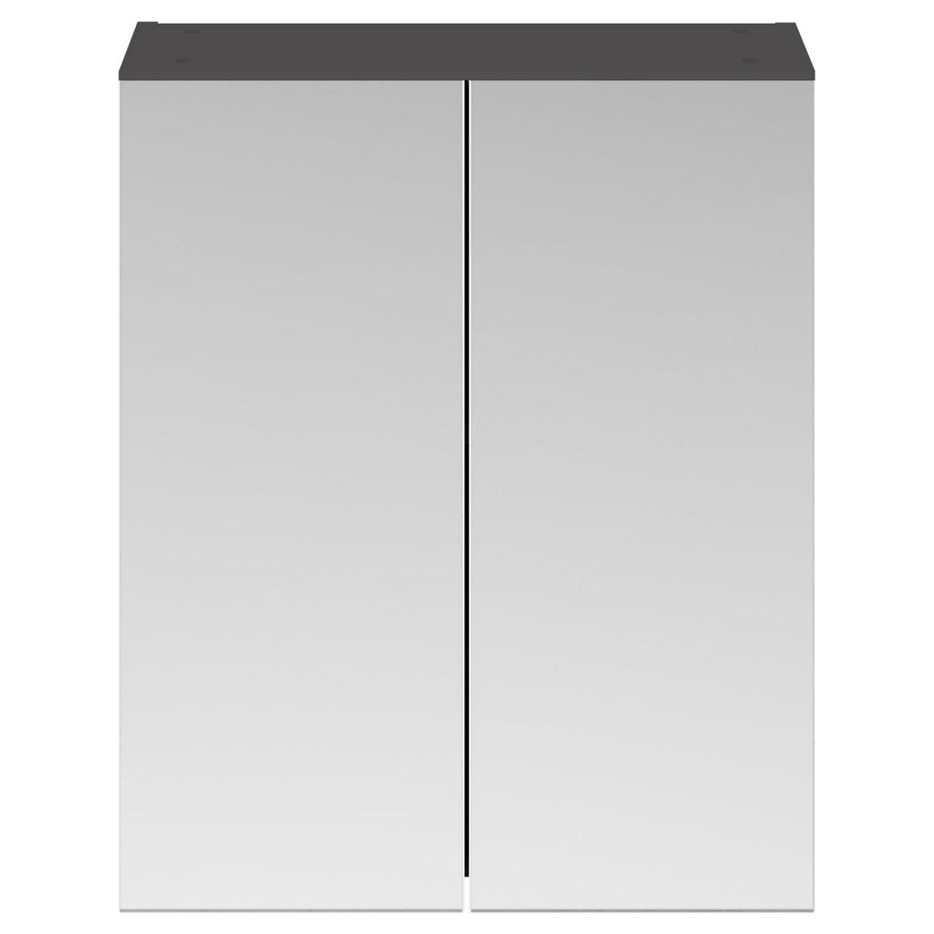 Elysia 600mm 2 Door Gloss Grey Wall Hung Mirror Cabinet Contemporary 713mm