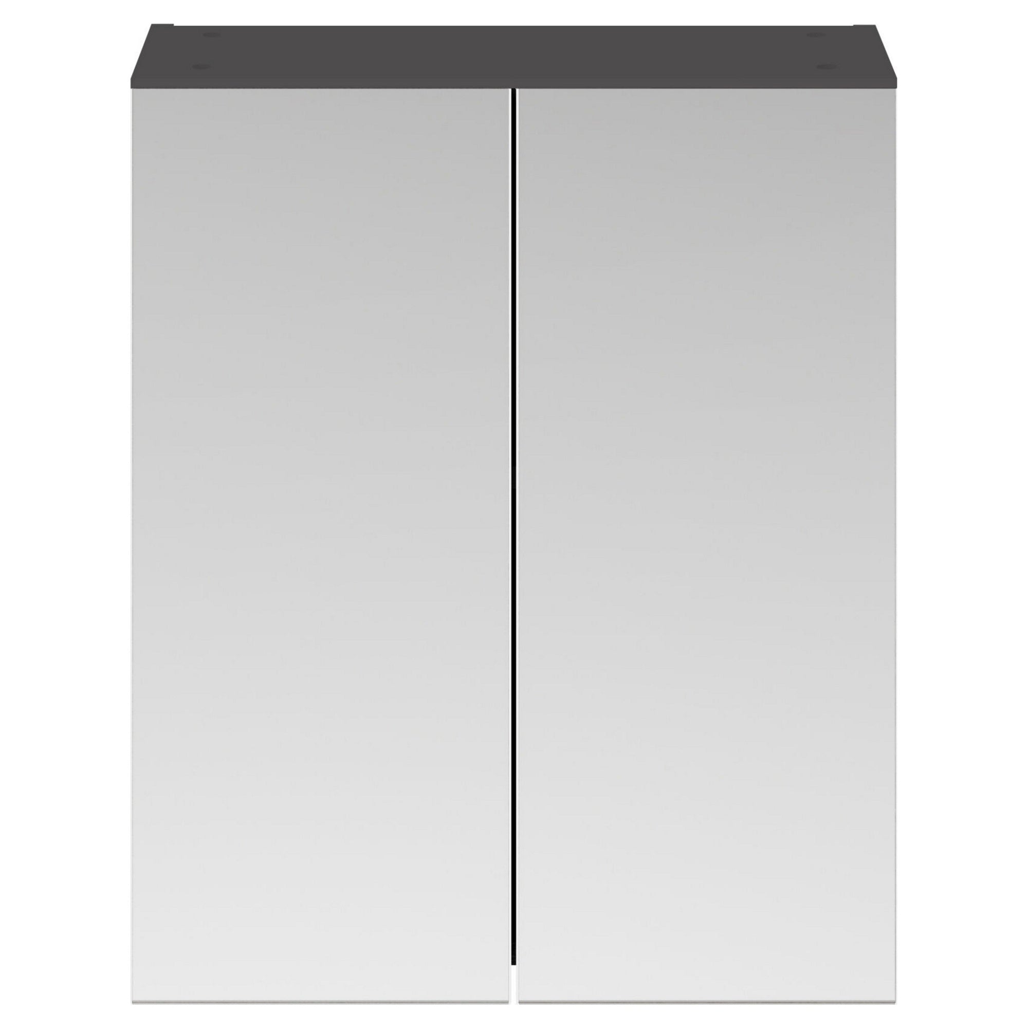 Elysia 600mm 2 Door Gloss Grey Wall Hung Mirror Cabinet Contemporary 713mm