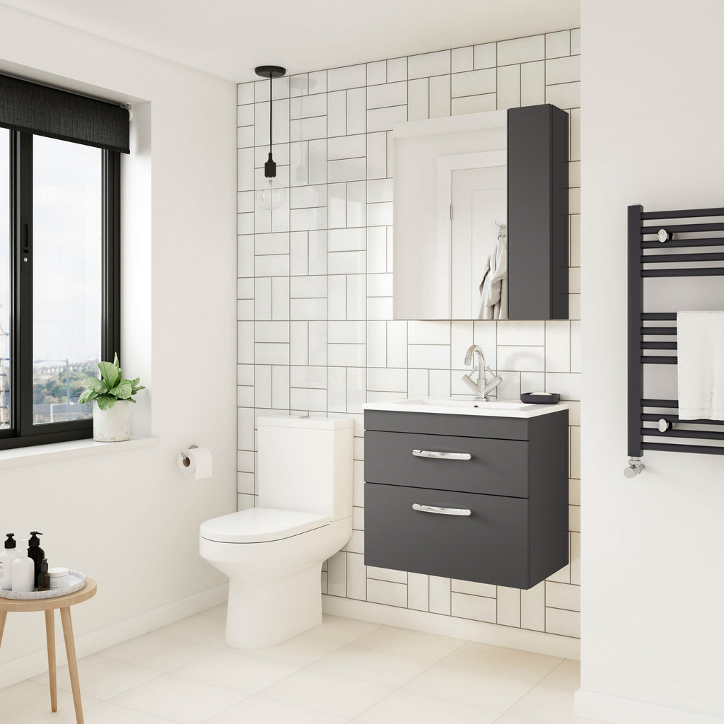 Elysia 600mm 2 Door Gloss Grey Wall Hung Mirror Cabinet Contemporary 713mm