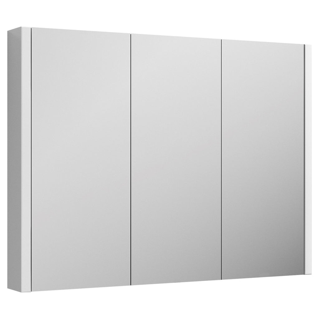 Aura 899mm 3 Door Gloss White Wall Hung Mirror Cabinet Contemporary 650mm