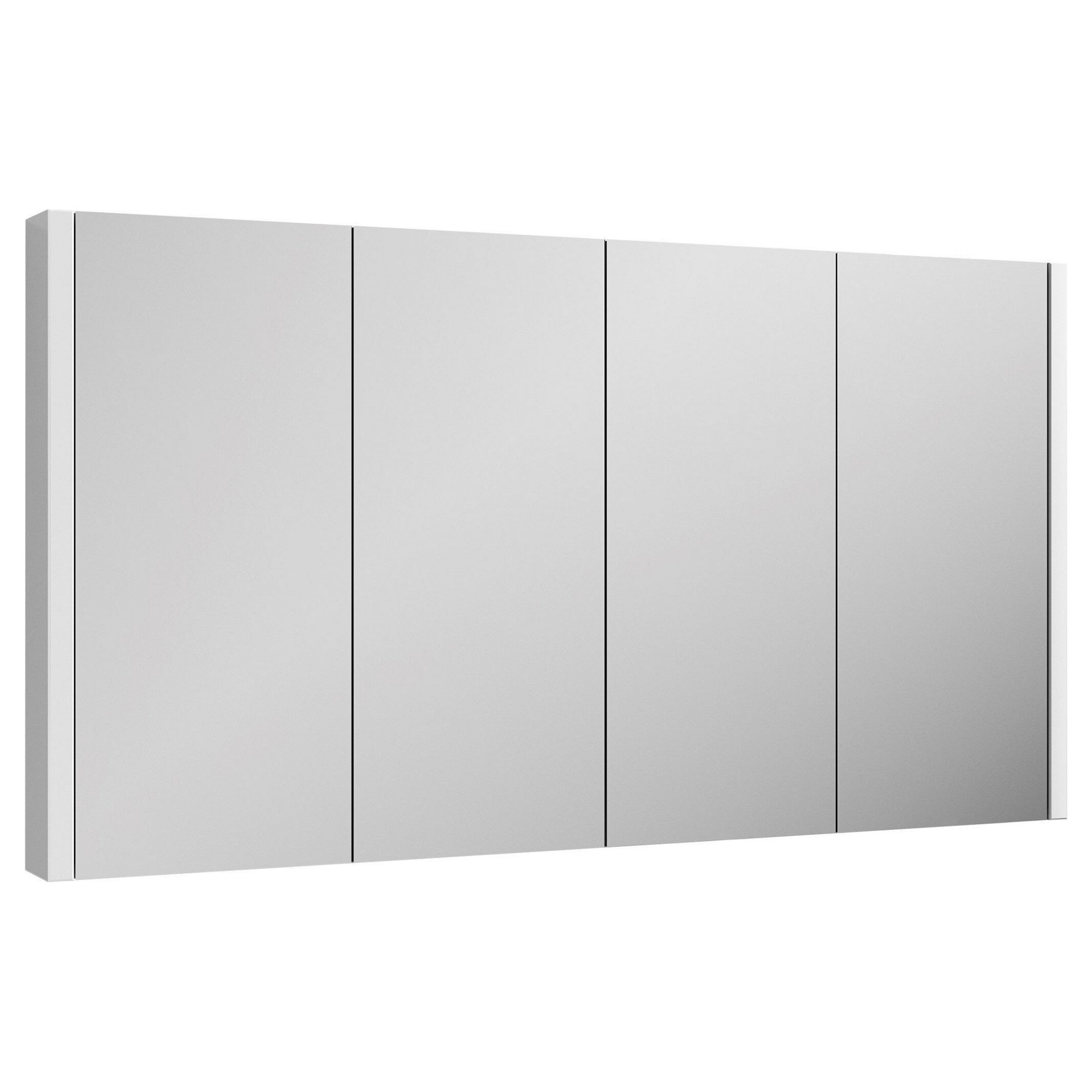 Aura 1180mm 4 Door Gloss White Wall Hung Mirror Cabinet Contemporary 650mm