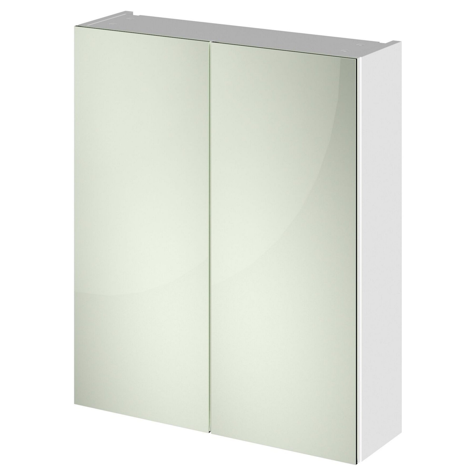 Element 600mm 2 Door Gloss White Wall Hung Mirror Cabinet Contemporary 715mm
