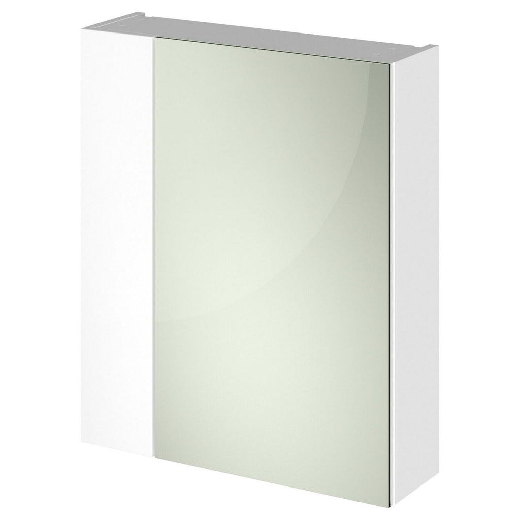 Element 600mm 2 Door Gloss White Wall Hung Mirror Cabinet Contemporary 715mm