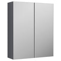 Varo 600mm 2 Door Satin Grey Wall Hung Mirror Cabinet Contemporary 715mm