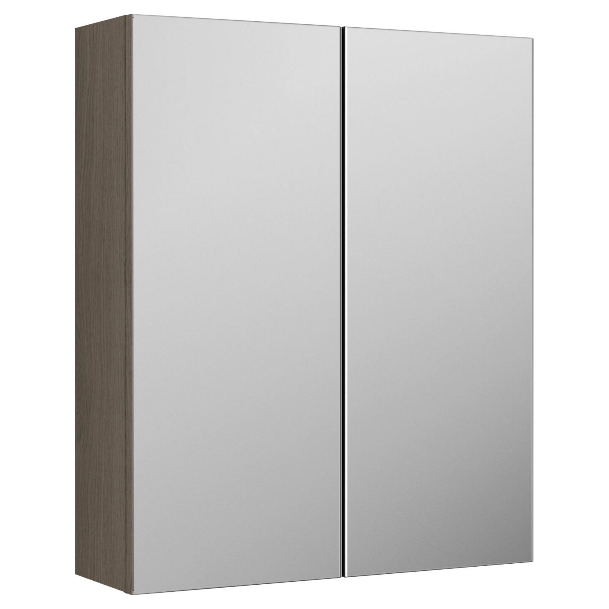 Varo 600mm 2 Door Solace Oak Wall Hung Mirror Cabinet Contemporary 715mm