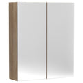 600mm 2 Door Bleached Oak Wall Hung Mirror Cabinet Contemporary 715mm