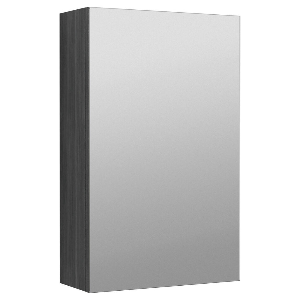 Element Fitted Wall Hung 1 Door Mirror Cabinet 450mm Graphite Grey Woodgrain