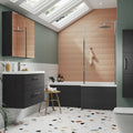 Varo 600mm 2 Door Graphite Grey Woodgrain Wall Hung Mirror Cabinet
