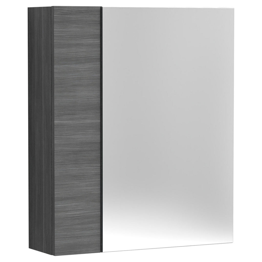Element Fitted Wall Hung 2 Door Mirror Unit 600mm Graphite Grey Woodgrain