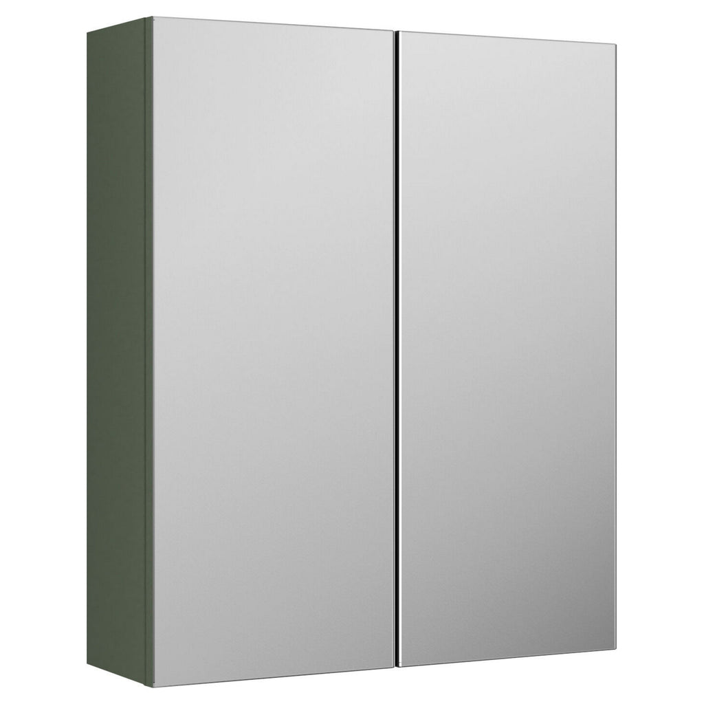 Varo 600mm 2 Door Satin Green Wall Hung Mirror Cabinet