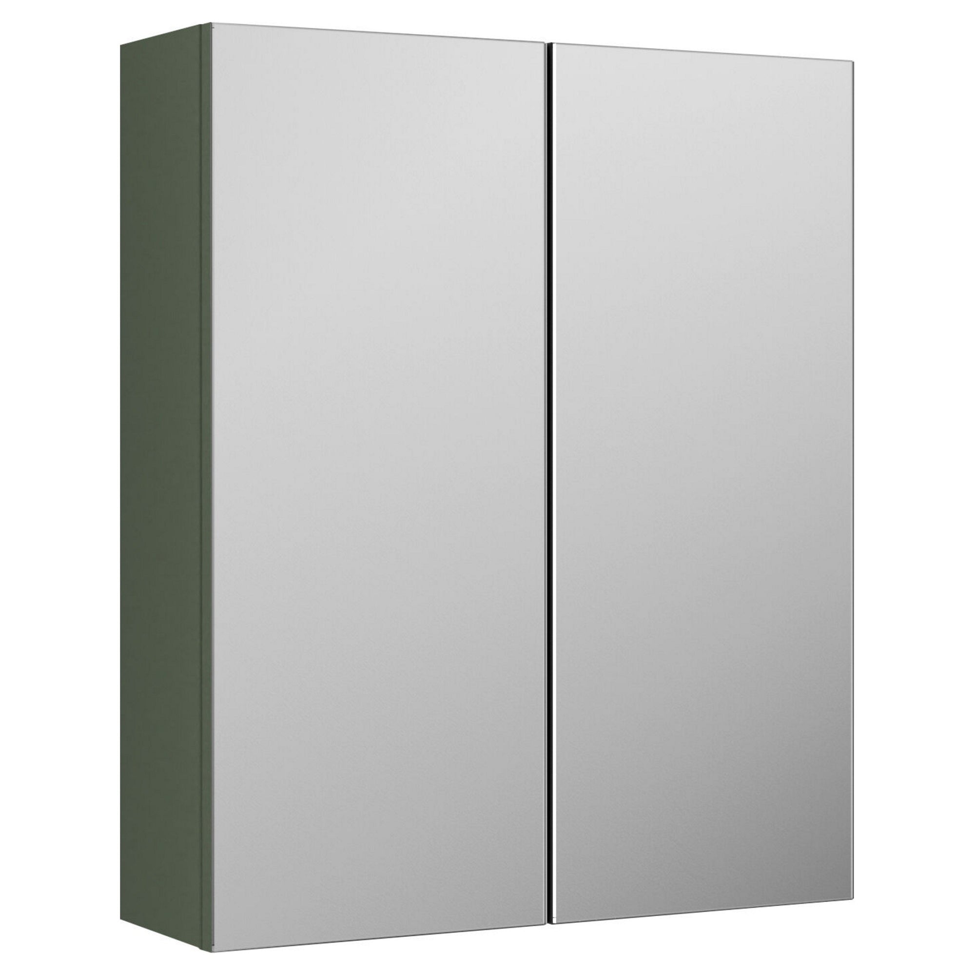 Varo 600mm 2 Door Satin Green Wall Hung Mirror Cabinet