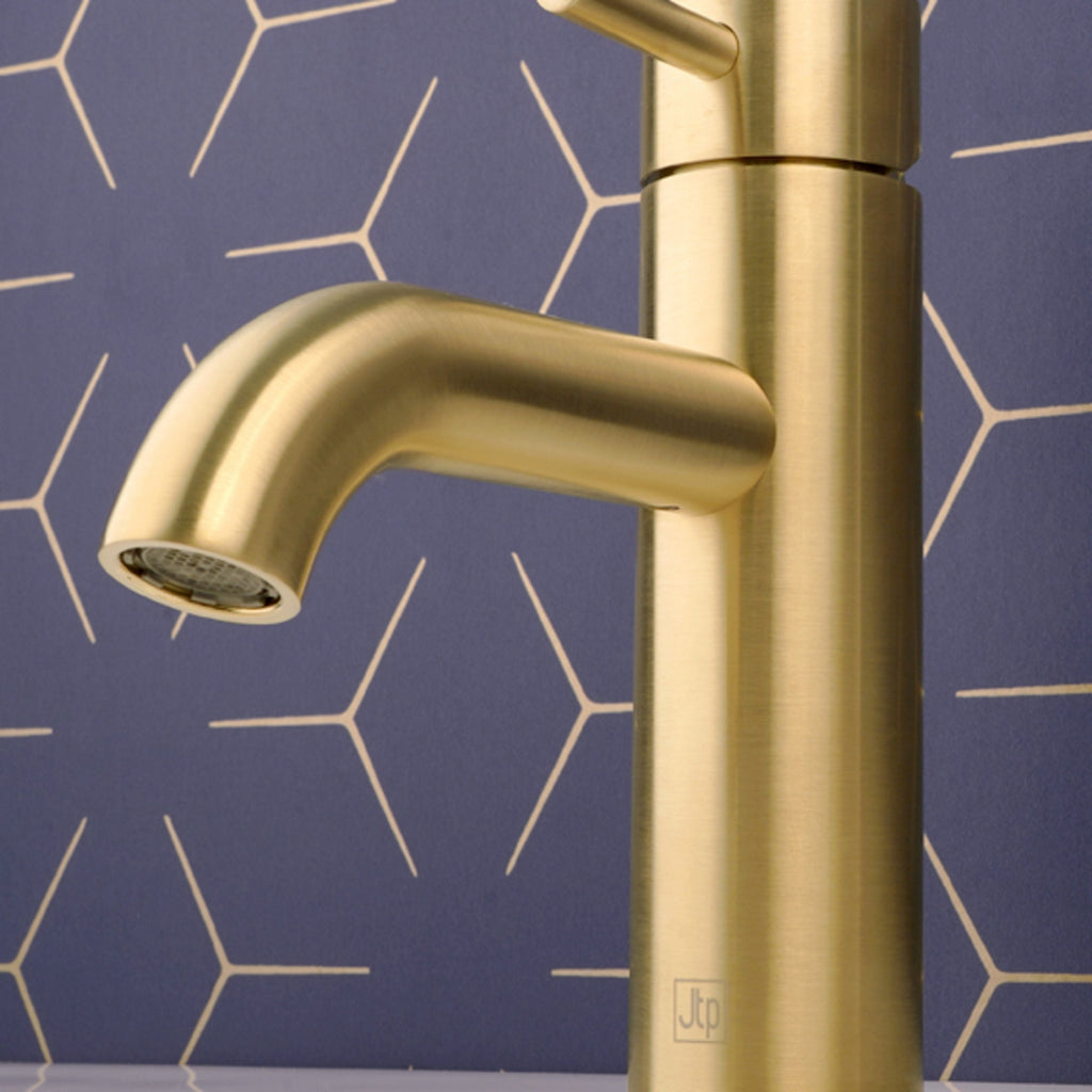 Bubly Vellum Single Lever Basin Mixer Tap Brushed Brass Brass Lever Deck Mounted