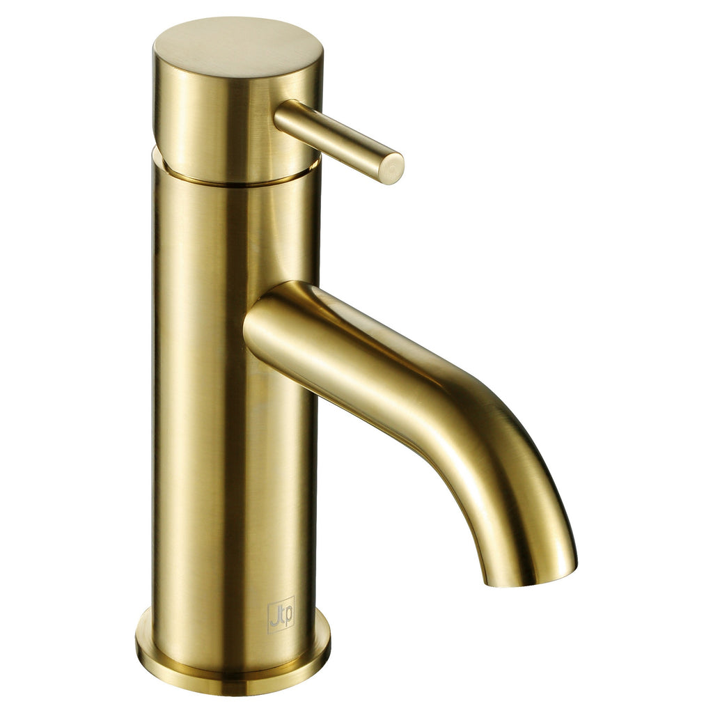 Bubly Vellum Single Lever Basin Mixer Tap Brushed Brass Brass Lever Deck Mounted