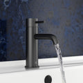 Bubly Vellum Basin Mixer Tap Designer Handle Matt Black Brass Lever Deck Mounted