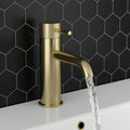 Bubly Vellum Basin Mixer Tap Designer Handle Brushed Brass Brass Lever Deck