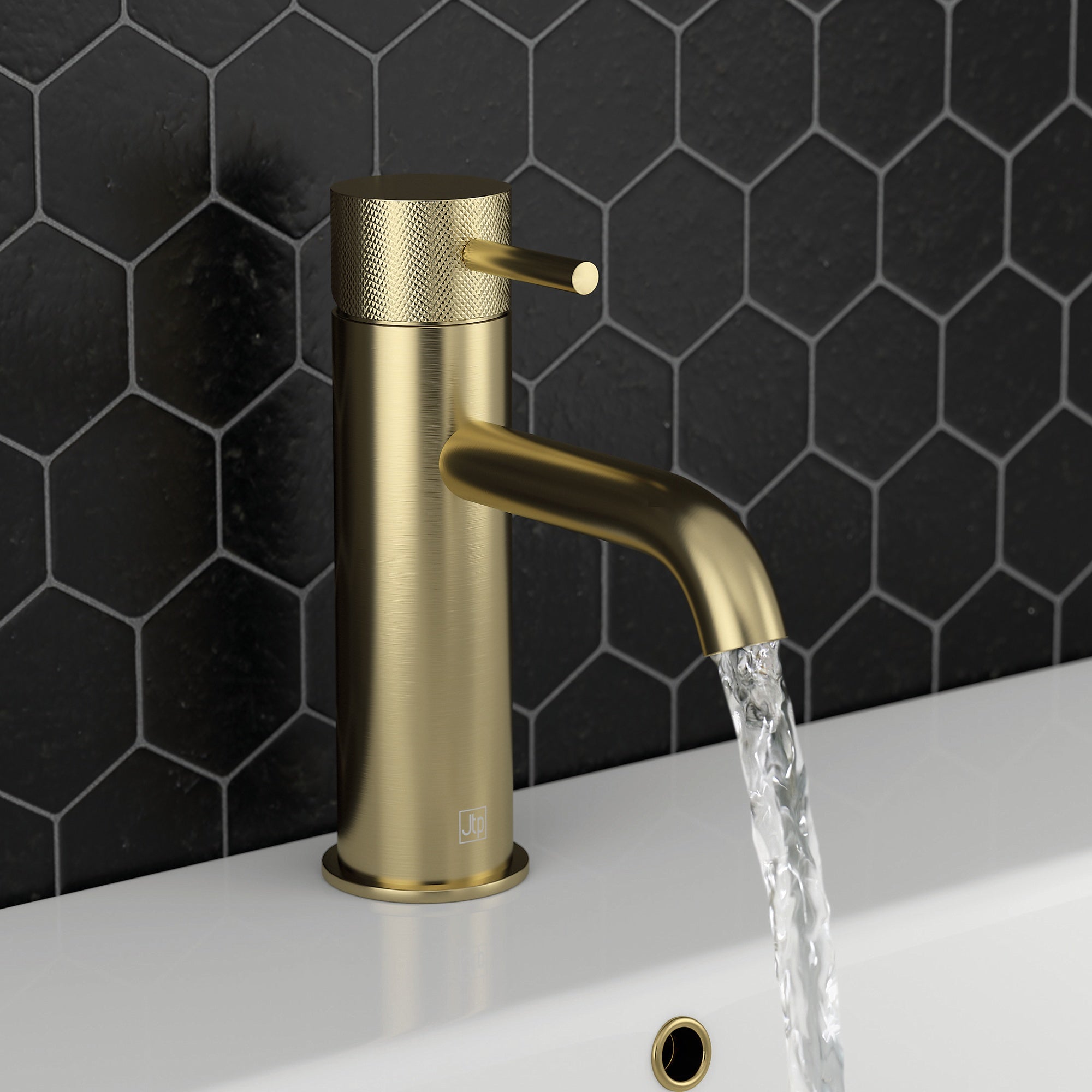 Bubly Vellum Basin Mixer Tap Designer Handle Brushed Brass Brass Lever Deck