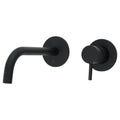 Bubly Vellum Wall Mounted Basin Mixer Tap Slim Spout Matt Black Brass Lever