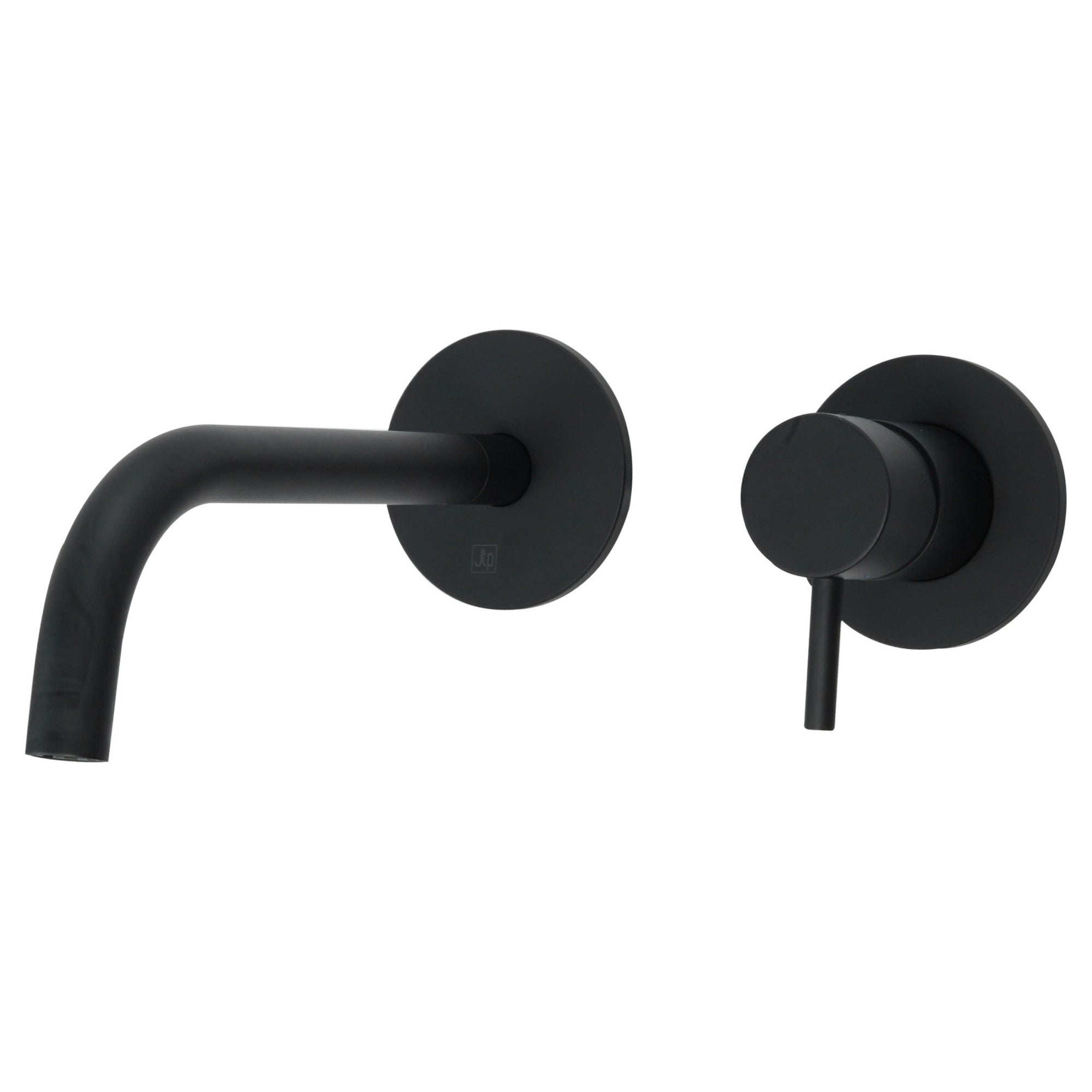 Bubly Vellum Wall Mounted Basin Mixer Tap Slim Spout Matt Black Brass Lever