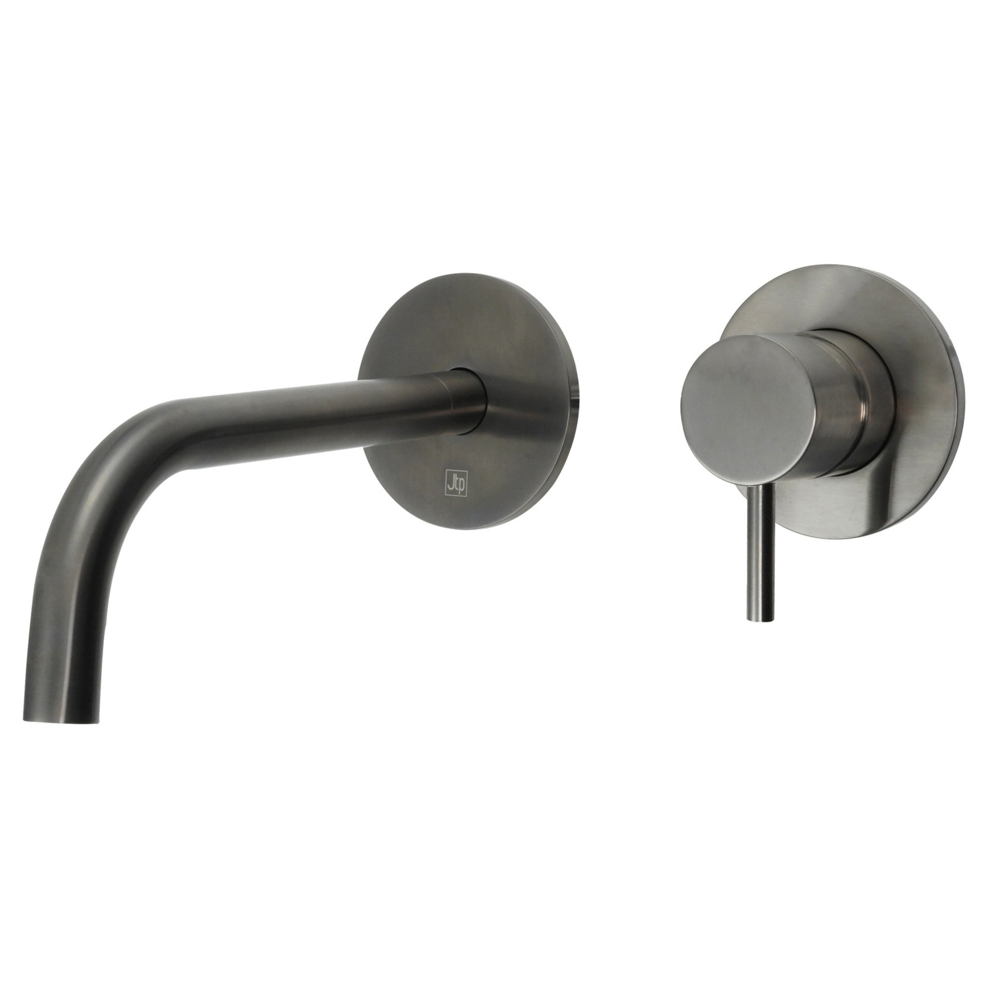 Vellum Wall Mounted Lever Basin Mixer Tap Brass Brushed Black 250mm Slim Spout