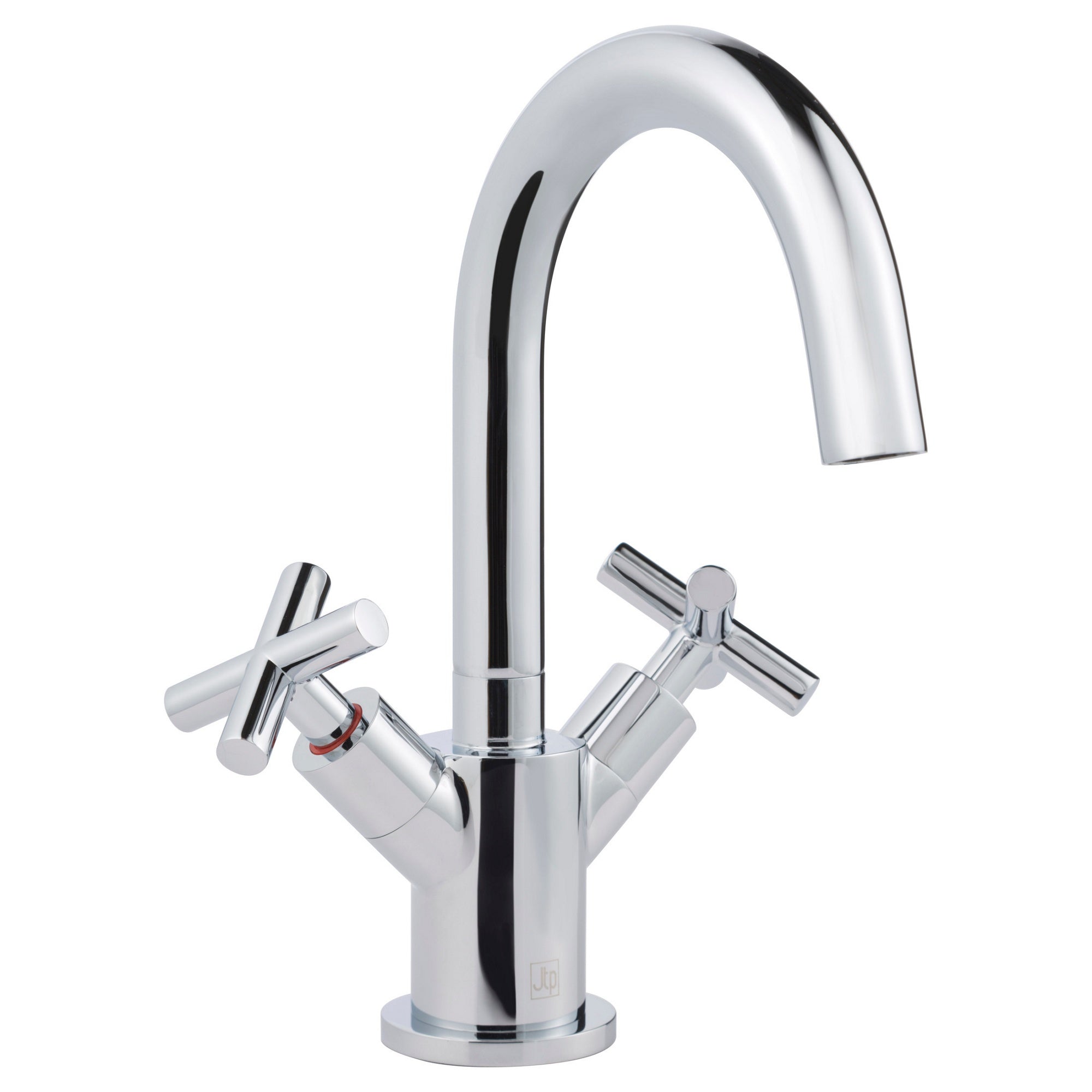 Aura Deck Mounted Crosshead Basin Mixer Tap Brass Chrome Swivel Spout