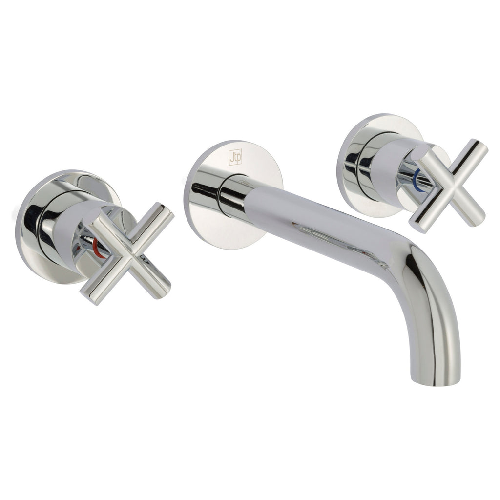 Aura 3 Hole Wall Mounted Crosshead Basin Mixer Tap Brass Chrome
