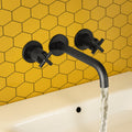 Aura 3 Hole Wall Mounted Crosshead Basin Mixer Tap Brass Matt Black