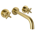 Aura 3 Hole Wall Mounted Crosshead Basin Mixer Tap Brass Brushed Brass
