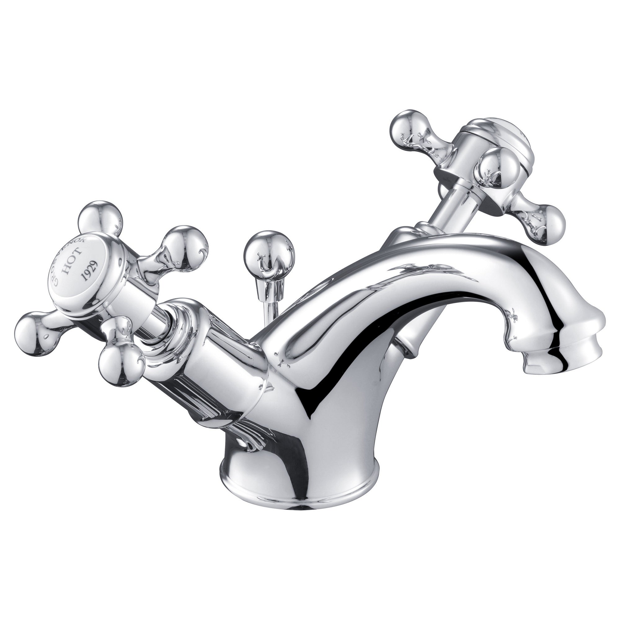 Mayfair Crosshead Basin Mixer Tap With Pop Up Waste Chrome Deck Mounted