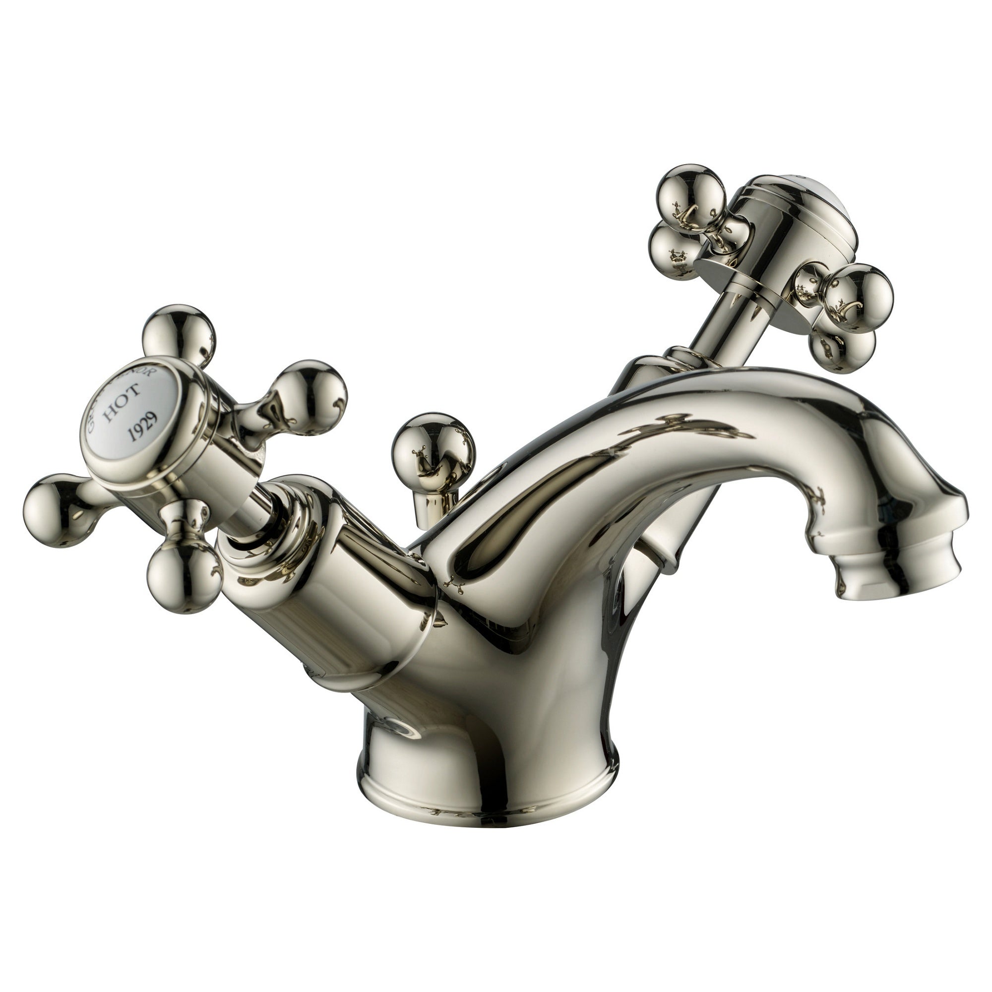 Mayfair Crosshead Basin Mixer Tap With Pop Up Waste Nickel Deck Mounted