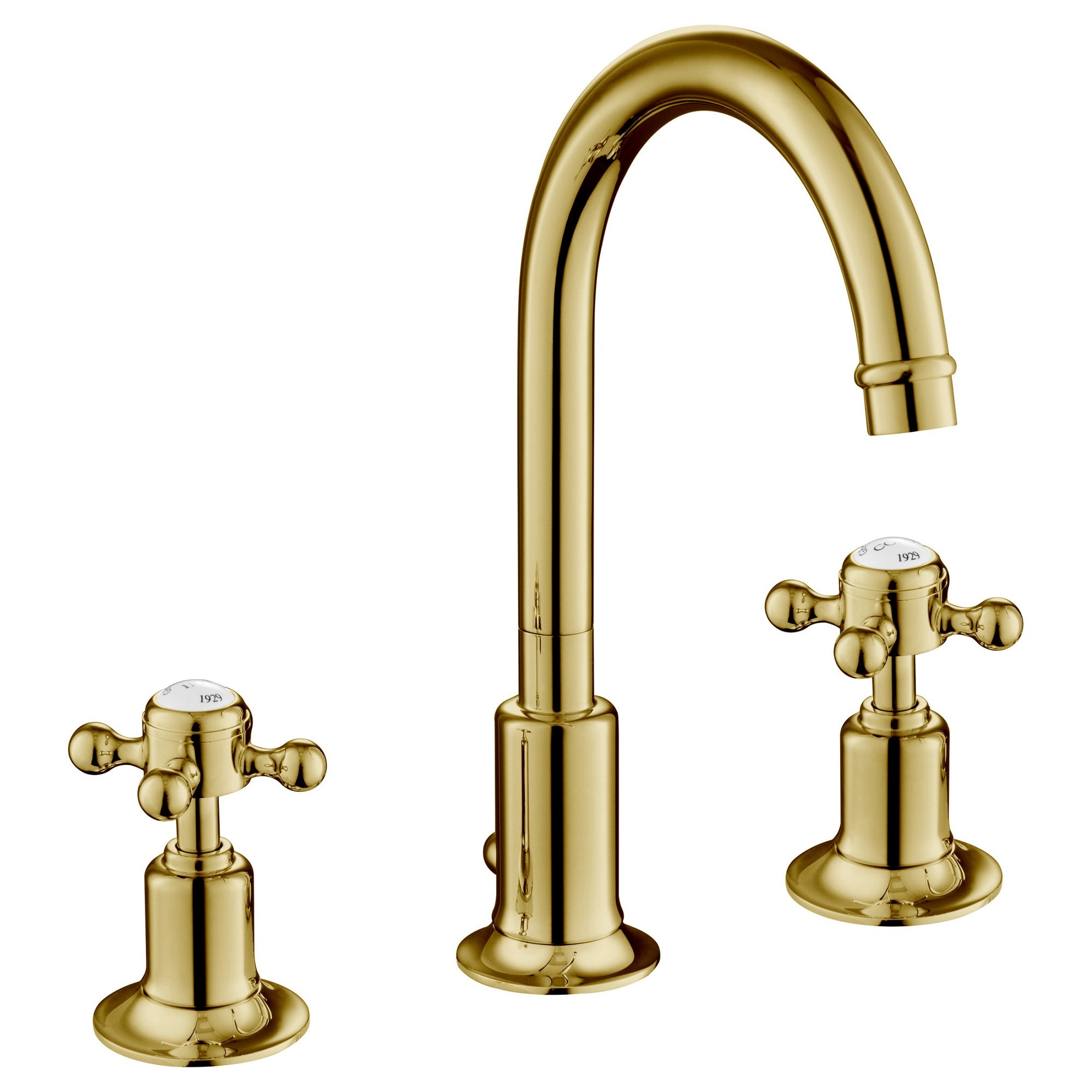 Mayfair 3 Hole Deck Mounted Crosshead Basin Mixer Tap Swivel Spout Antique Brass