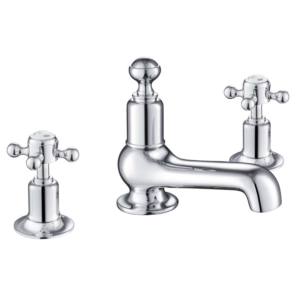 Mayfair 3 Hole Deck Mounted Crosshead Basin Mixer Tap Chrome Brass