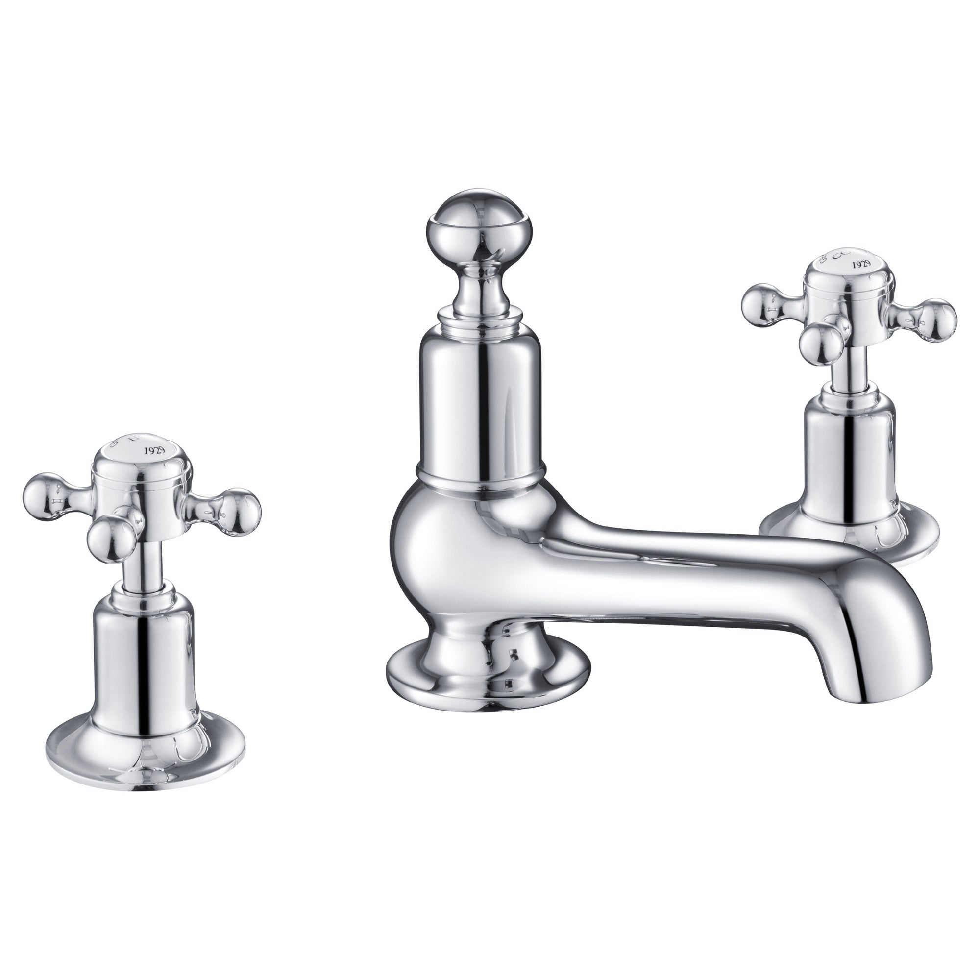 Mayfair 3 Hole Deck Mounted Crosshead Basin Mixer Tap Chrome Brass