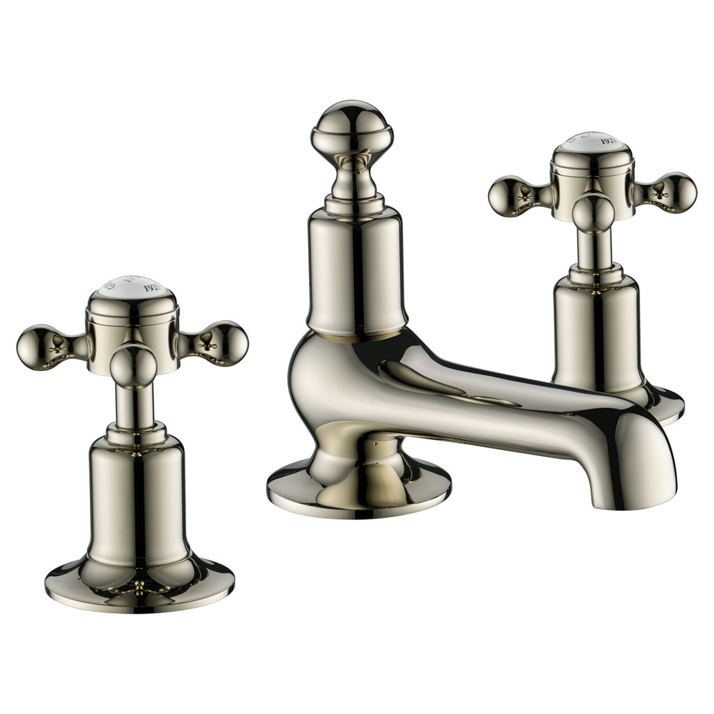Mayfair 3 Hole Deck Mounted Crosshead Basin Mixer Tap Chrome Brass