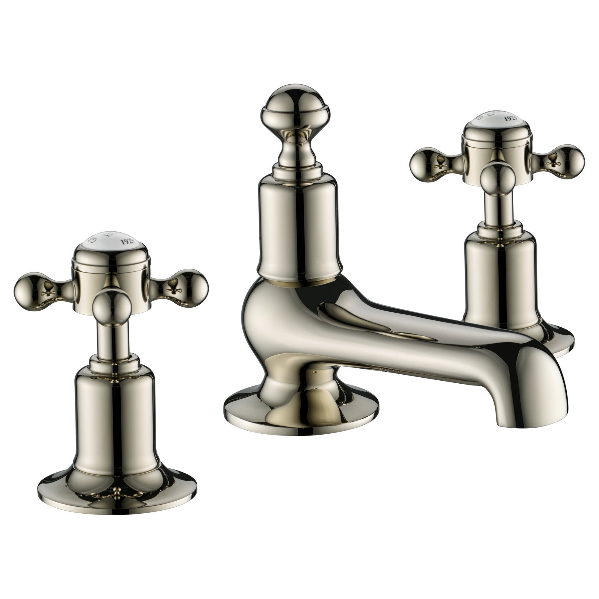 Mayfair 3 Hole Deck Mounted Crosshead Basin Mixer Tap Nickel Brass