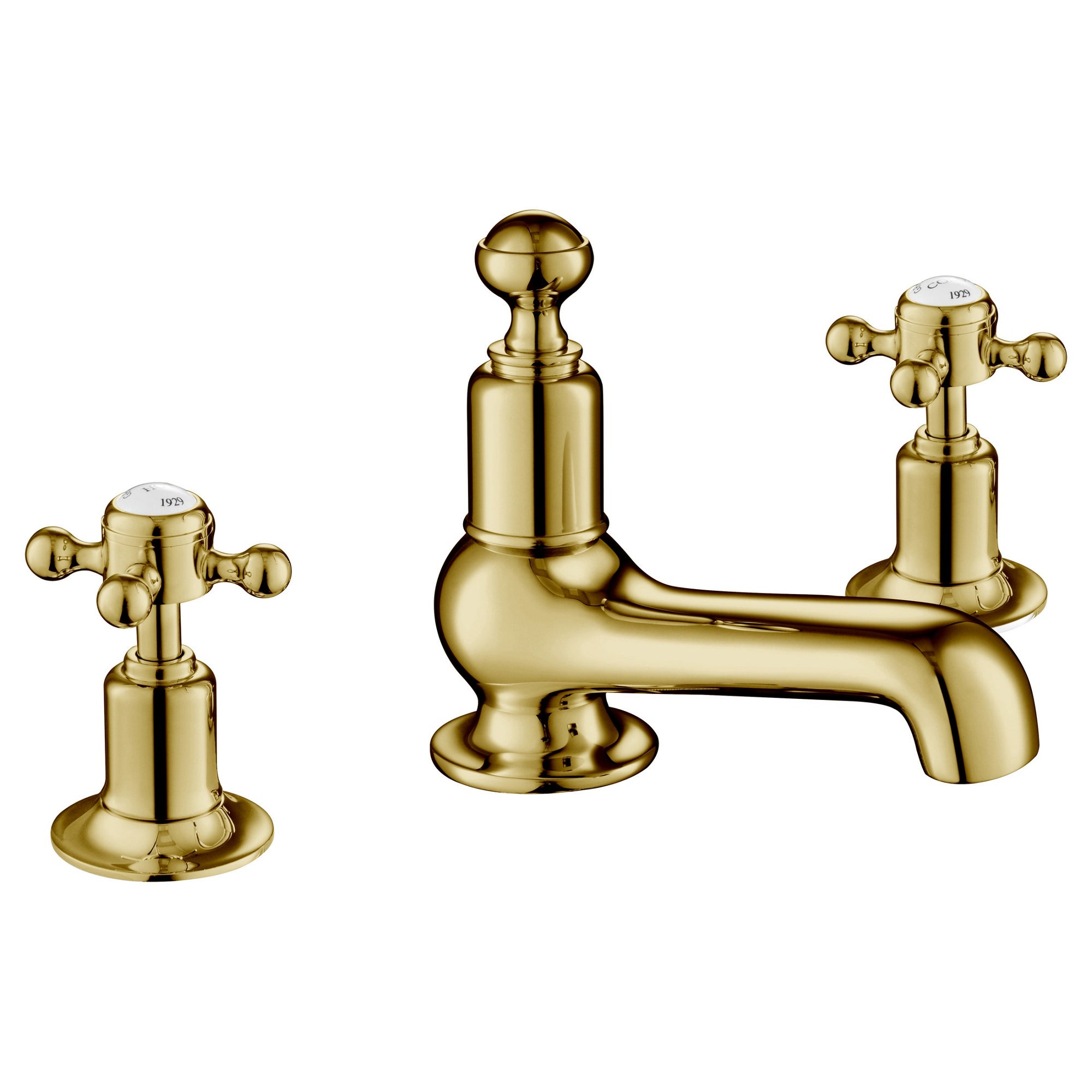 Mayfair 3 Hole Deck Mounted Crosshead Basin Mixer Tap Antique Brass