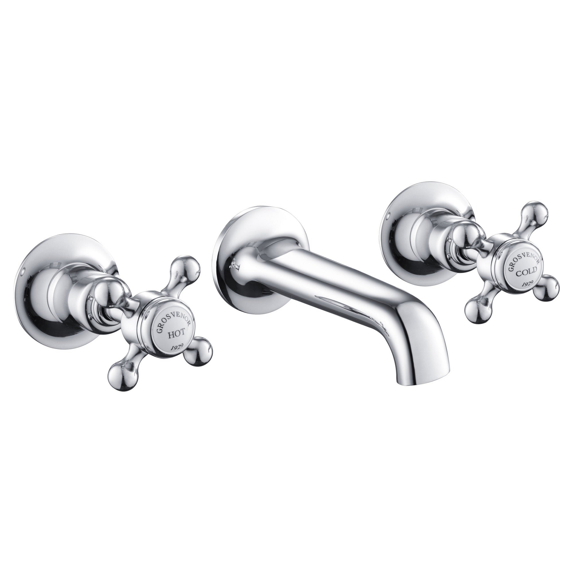 Mayfair 3 Hole Wall Mounted Crosshead Basin Mixer Tap Chrome Brass
