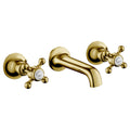 Mayfair 3 Hole Wall Mounted Crosshead Basin Mixer Tap Antique Brass