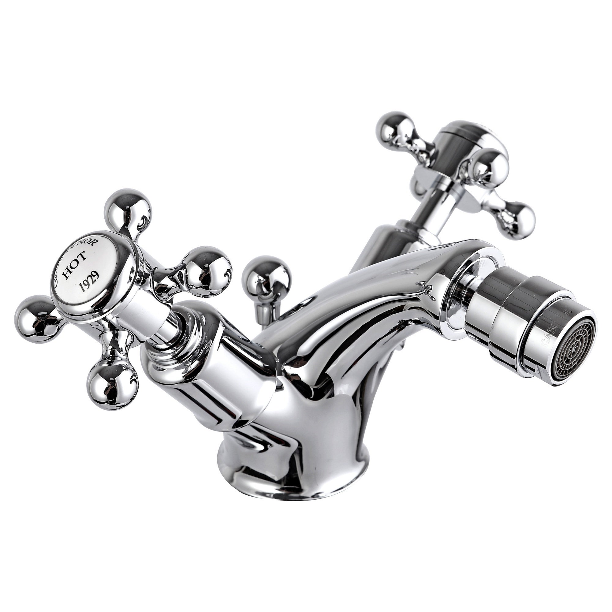 Bubly Mayfair Crosshead Bidet Mixer Tap With Pop Up Waste Chrome Brass Deck