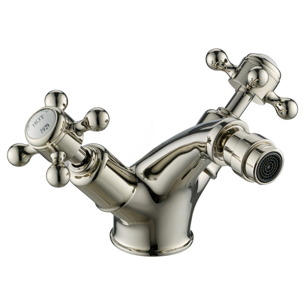 Bubly Mayfair Crosshead Bidet Mixer Tap With Pop Up Waste Chrome Brass Deck