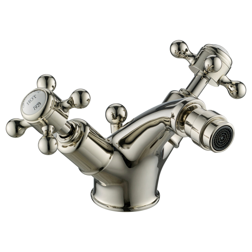 Bubly Mayfair Crosshead Bidet Mixer Tap With Pop Up Waste Chrome Brass Deck